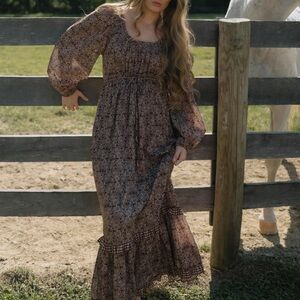 Slow Sunday The Elizabeth Dress Brown Paisley